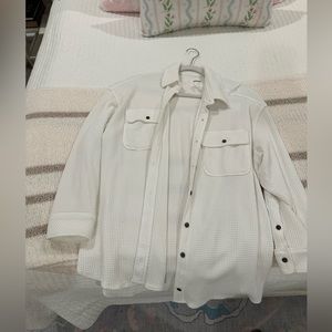 aerie white waffle button up